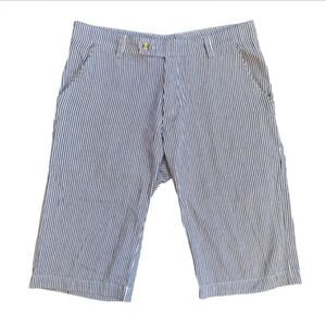 Vintage Blue striped Bermuda shorts Medium Nautical cruisewear resortwear 80s